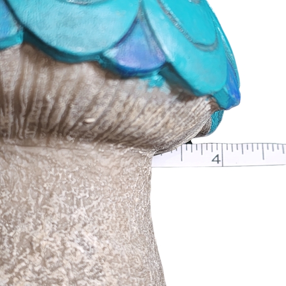Jeweled "Hope" Turquoise Peacock Resin Mushroom Knickknack Decor 7.5"X5"X4" - Picture 11 of 11